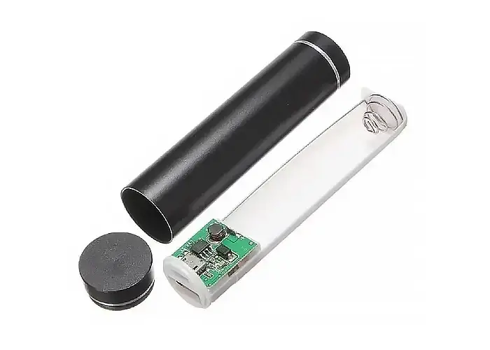 Корпус Power Bank на 1 акум 18650 USB+microUSB 1А (цилінрдричний пластиковий корпус, з платою Powerbank, легкий монтаж акумулятора 18650 в корпусі пружинні контакти) від батарейки.com.ua