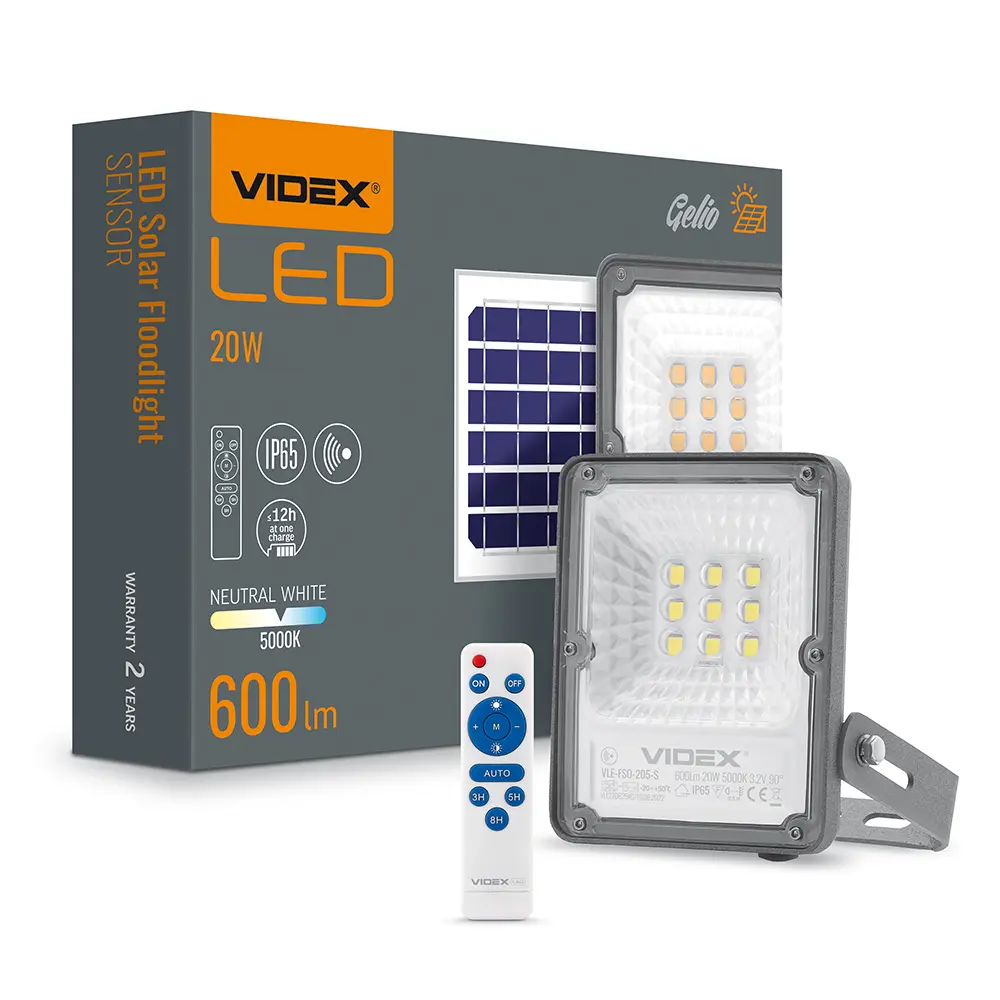 LED прожектор автономний VIDEX 600Lm 5000K Сенсорний (VLE-FSO-205-S) від батарейки.com.ua