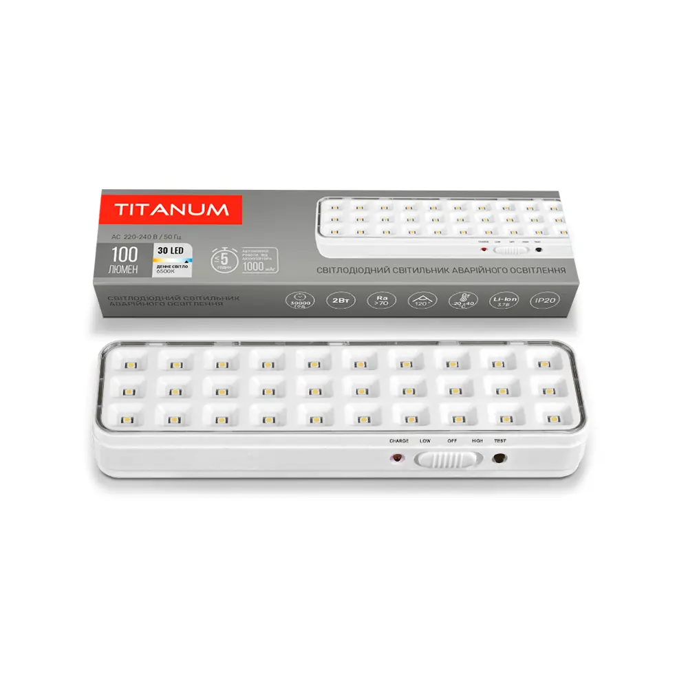 LED світильник аварійний TITANUM 30 LED 6500K 230V TL-EM1106), зображення 2