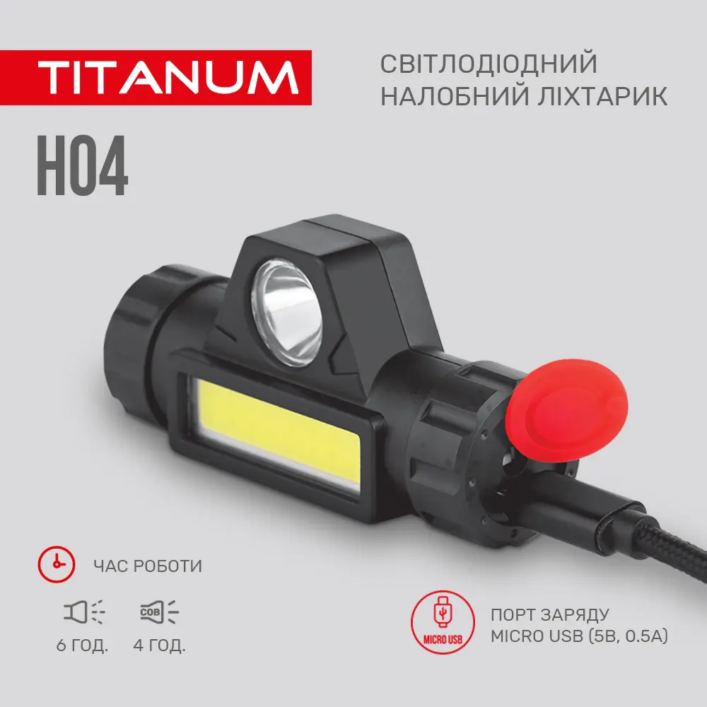 Ліхтар налобгий TITANUM TLF-H04 200Lm 6500K), зображення 7 Ліхтар налобгий TITANUM TLF-H04 200Lm 6500K), зображення 7