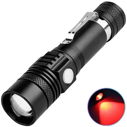 Ліхтар ручний 608-XPE(RED) zoom +microUSB,18650 4 режими з червоним світлом