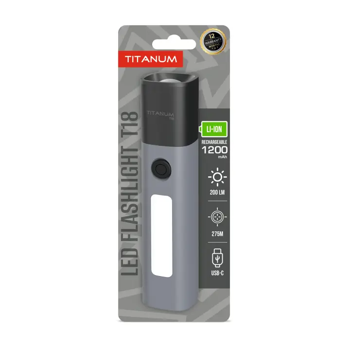 Ліхтар ручний TITANUM TLF-T18 200Lm Gray  від батарейки.com.ua