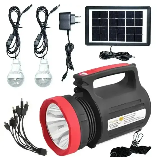 Ліхтарик ручний Акум Yajia YJ-1902T 5W+22SMD+2лампы+p.b.+solar
