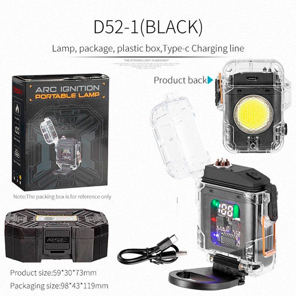 Ліхтарик ручний D52-2 білий, жовтий, червоний, запальничка, Type-C 8 режимів), зображення 2