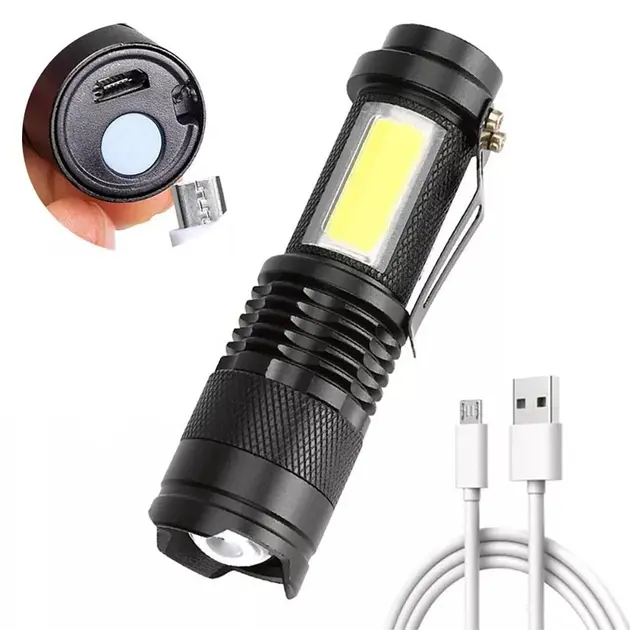 Ліхтарик ручний Police BL-525 XPE+COB на акумуляторі zoom, microUSB 3режими), зображення 6