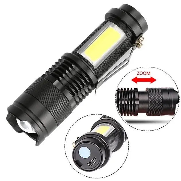 Ліхтарик ручний Police BL-525 XPE+COB на акумуляторі zoom, microUSB 3режими від батарейки.com.ua