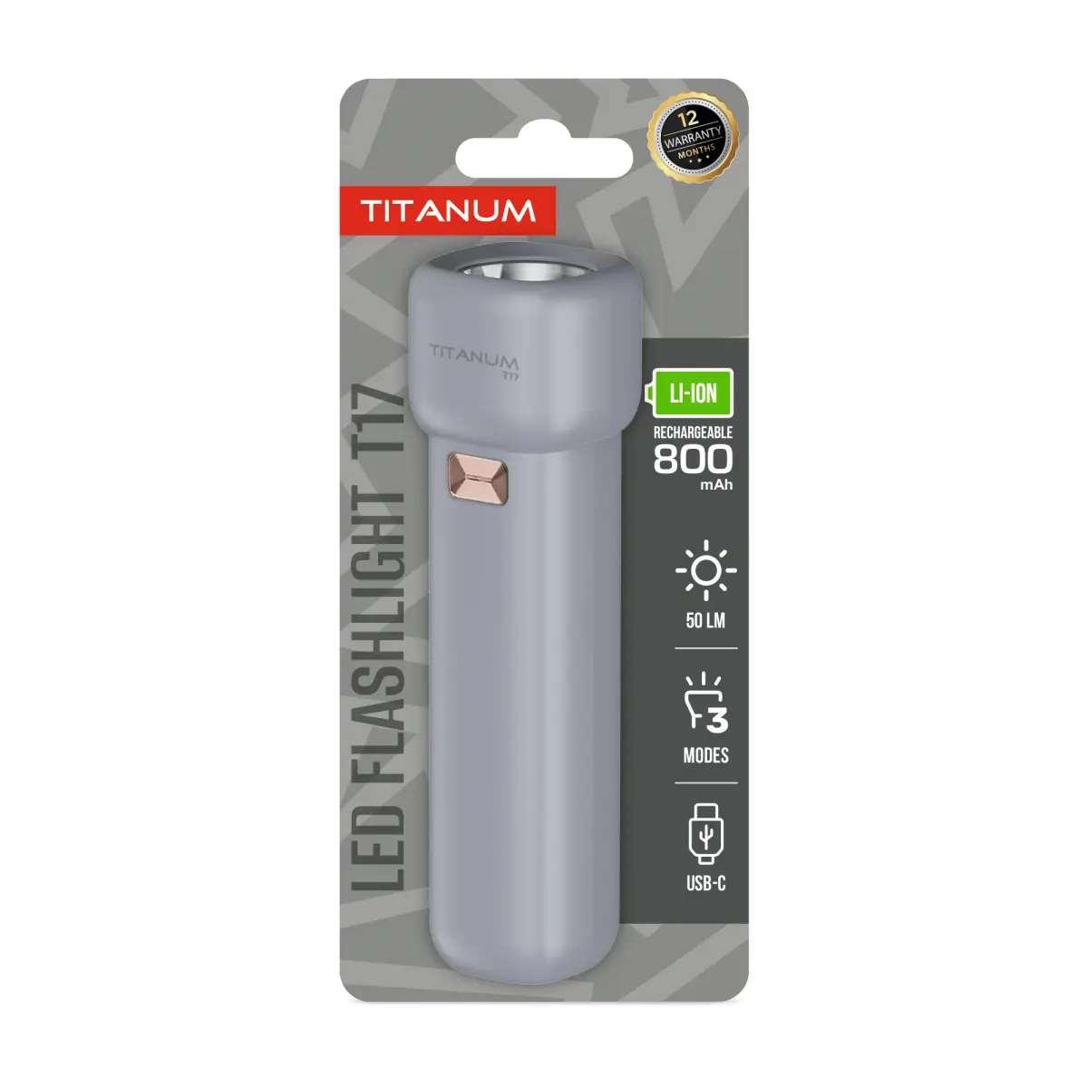 Ліхтарик ручний TITANUM TLF-T17 50Lm 11000К Gray від батарейки.com.ua