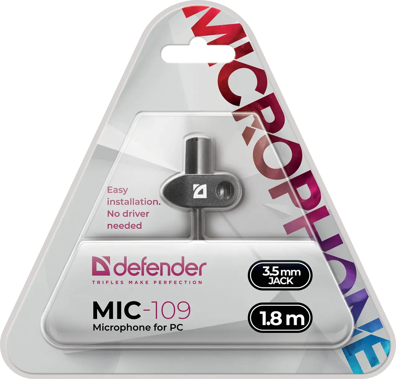 Мікрофон DEFENDER MIC-109 чорний, на прищіпці, 1,8 м), зображення 3 Мікрофон DEFENDER MIC-109 чорний, на прищіпці, 1,8 м), зображення 3