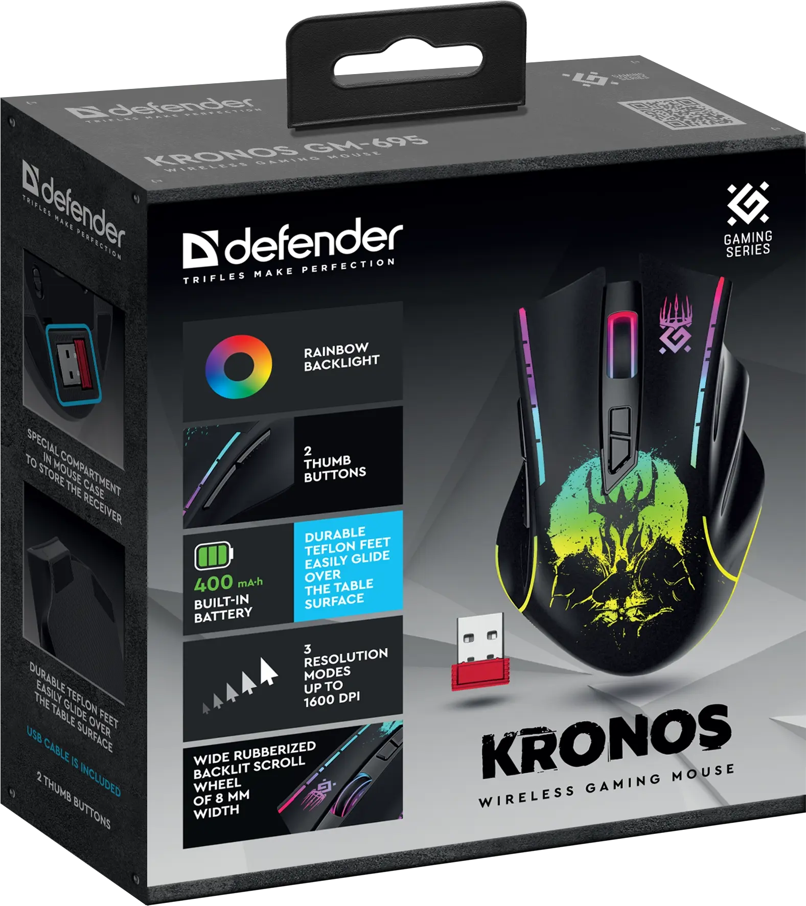 Миша бездротова DEFENDER ігрова Kronos GM-695 чорна), зображення 3