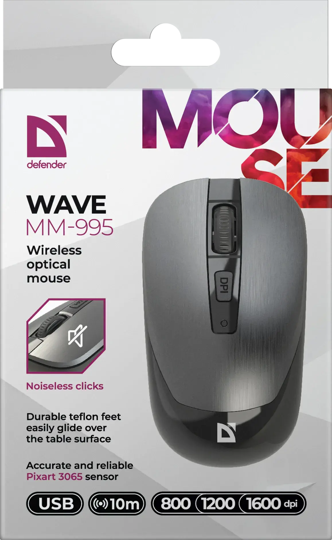 Миша бездротова DEFENDER Wave MM-995, сіра), зображення 2
