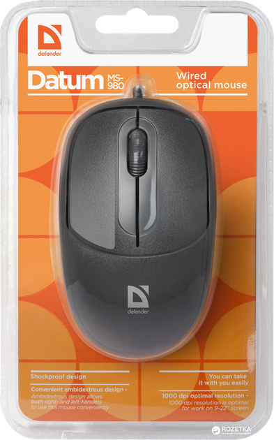 Миша DEFENDER Datum MS-980 3 кнопки 1000dpi чорна), зображення 4