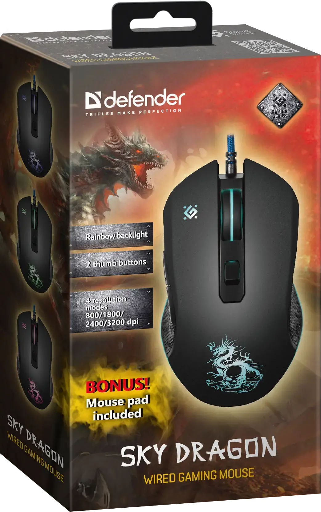 Миша ігрова DEFENDER Sky Dragon GM-090L оптика, 6 кнопок, 3200dpi), зображення 3 Миша ігрова DEFENDER Sky Dragon GM-090L оптика, 6 кнопок, 3200dpi), зображення 3