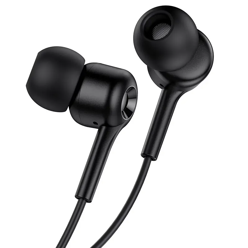 Навушники ваккумні HOCO M82 Black (M82 La musique wired earphones with mic, 1.2m, audio plug 3.5mm, single-key control 1. Material: ABS + TPE enameled cable. 2. Speaker: 10mm. 3. Audio plug: Ø3.5mm. 4. Earphones cable length: 1.2m. Weight: 9g. 5. Microphone: controller with microphone. 6. Wire control: functional single key control.) від батарейки.com.ua