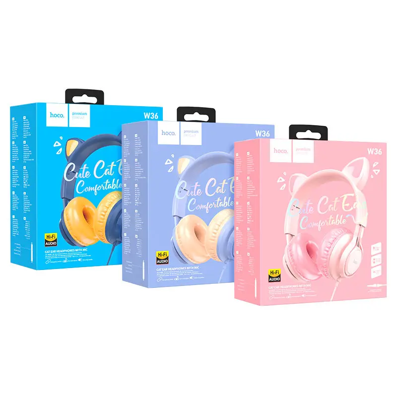 Навушники накладні HOCO W36 Cat рожеві), зображення 2