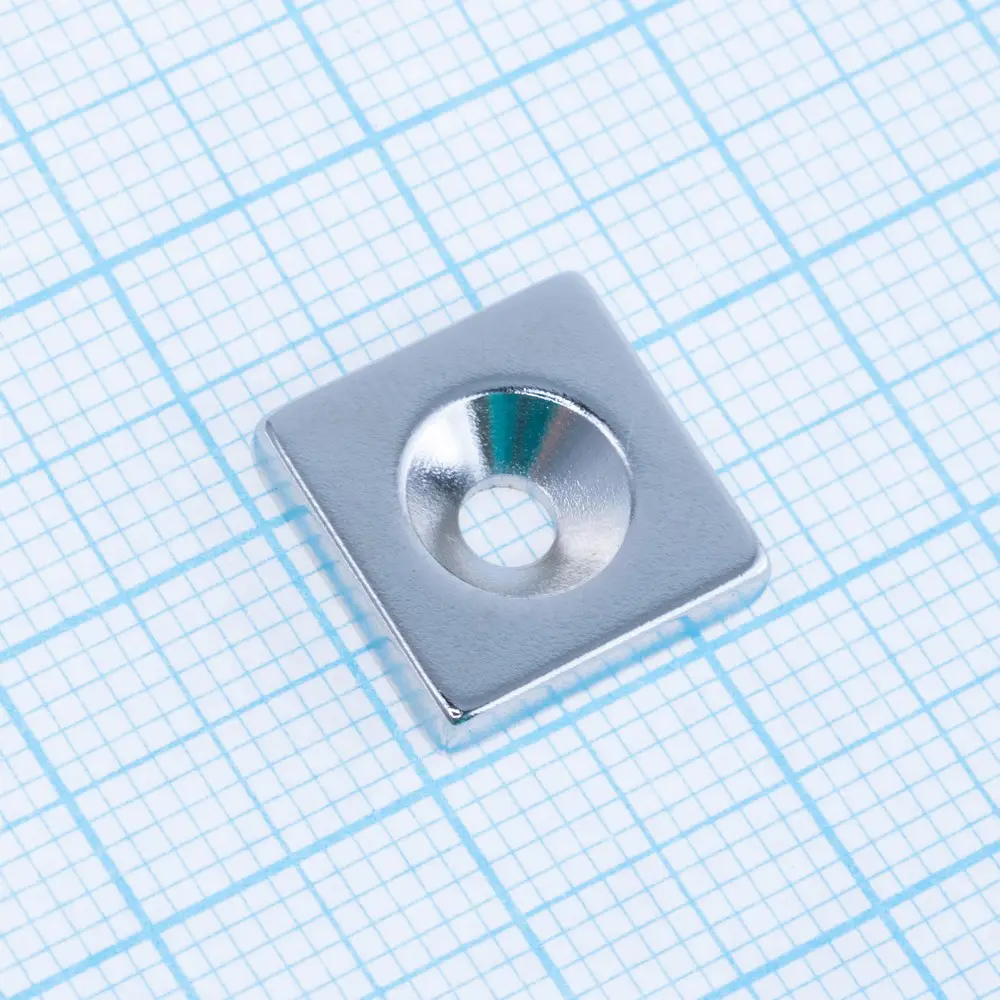 Неодимовий магніт призма 12x12x3mm N38 NdFeB, під гвинт), зображення 2
