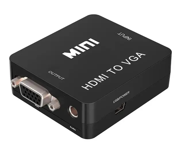 Перехідник ATCOM HDMI TO VGA CONVERTER HDMI2AV, AUX, живлення від USB, 25275 від батарейки.com.ua