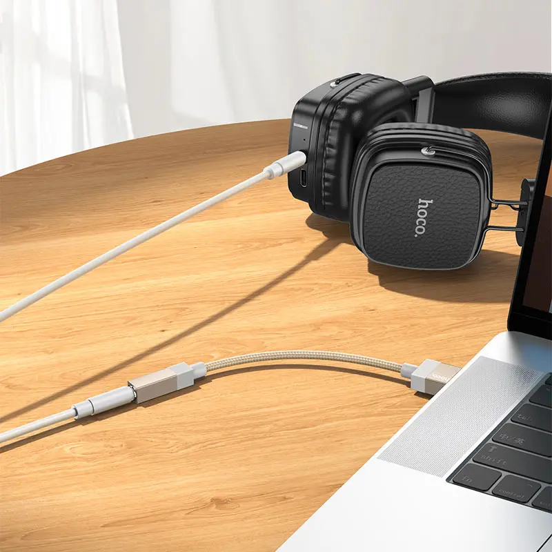 Перехідник аудіо-конвертер HOCO UPA32D USB to AUX 3.5 чорний), зображення 3