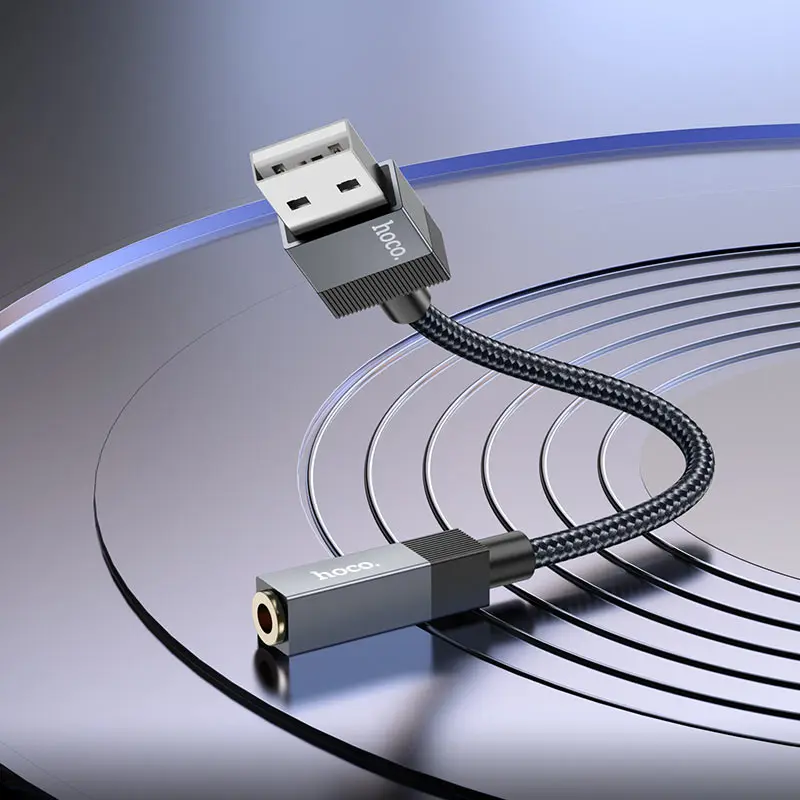 Перехідник аудіо-конвертер HOCO UPA32D USB to AUX 3.5 чорний), зображення 4