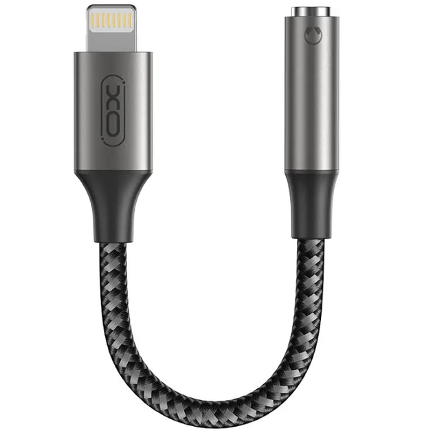 Перехідник аудіо XO NB-R258C Lightning to AUX 3.5  чорний від батарейки.com.ua