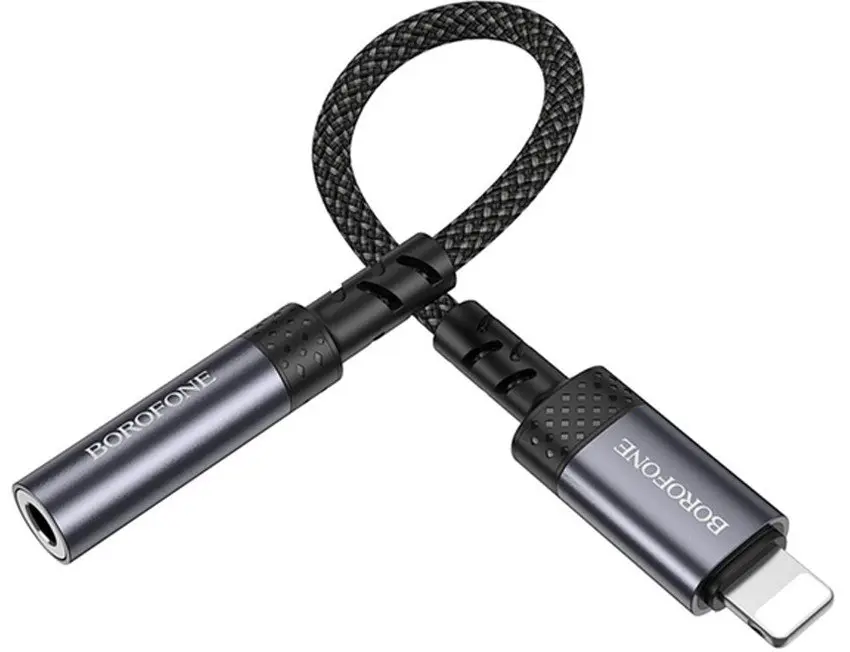 Перехідник BOROFONE BV24 Lightning to AUX 3.5 сірий), зображення 3