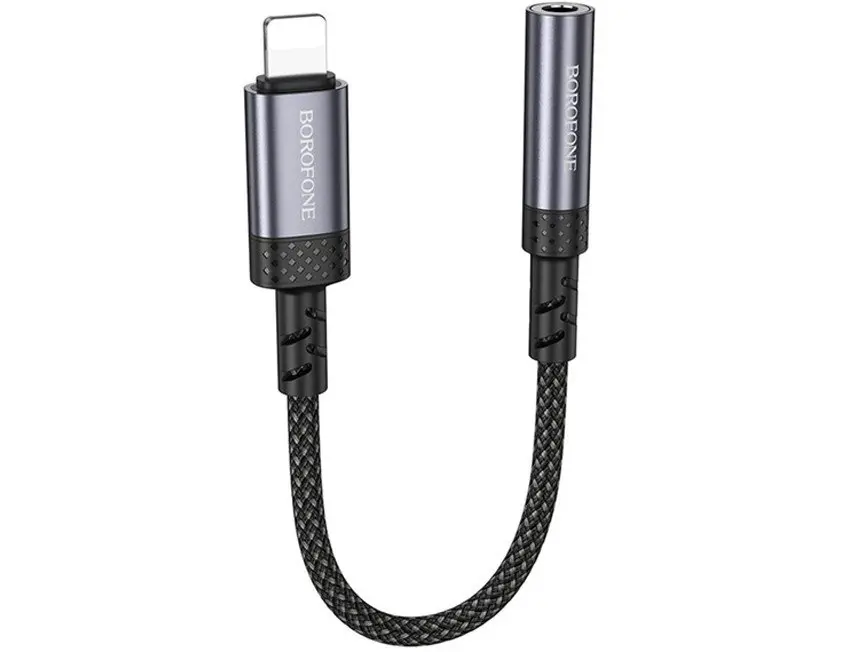 Перехідник BOROFONE BV24 Lightning to AUX 3.5 сірий від батарейки.com.ua
