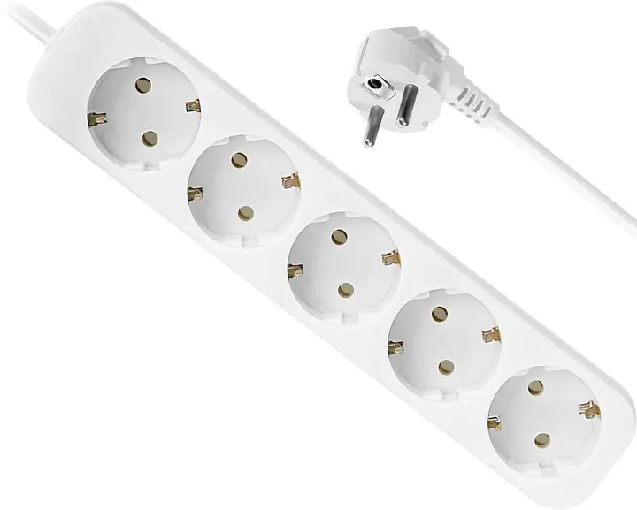 Подовжувач із заземленням DEFENDER E550 5,0 м, 5 розетки від батарейки.com.ua