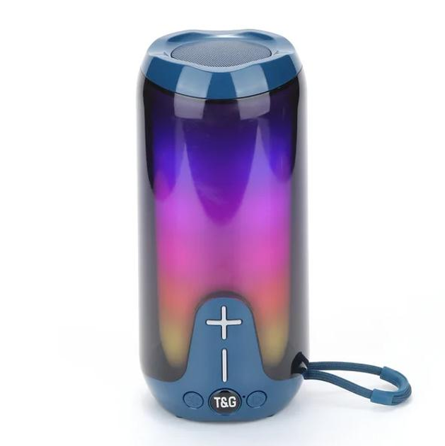 Портативна колонка T&G TG651 bluetooth, FM, AUX, USB, TF, TWS, RGB, синя від батарейки.com.ua