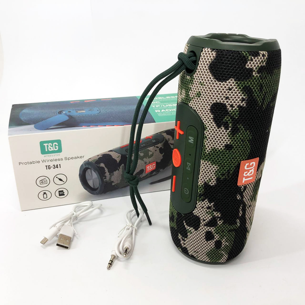 Портативна колонка T&G TG341 bluetooth TWS FM TF USB до 4х годин, камуфляж), зображення 4 Портативна колонка T&G TG341 bluetooth TWS FM TF USB до 4х годин, камуфляж), зображення 4
