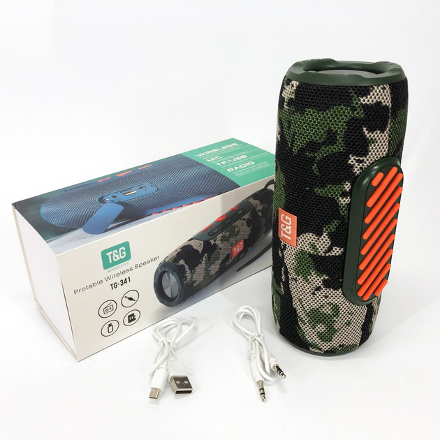 Портативна колонка T&G TG341 bluetooth TWS FM TF USB до 4х годин, камуфляж), зображення 6 Портативна колонка T&G TG341 bluetooth TWS FM TF USB до 4х годин, камуфляж), зображення 6
