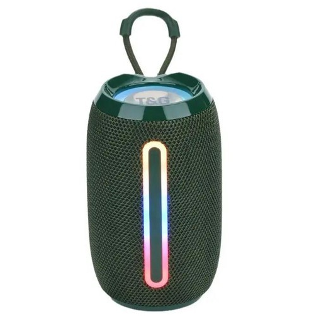 Портативна колонка T&G TG653 Bluetooth, rgb підсвічування, speakerphone, FM, USB, TF, AUX зелена від батарейки.com.ua