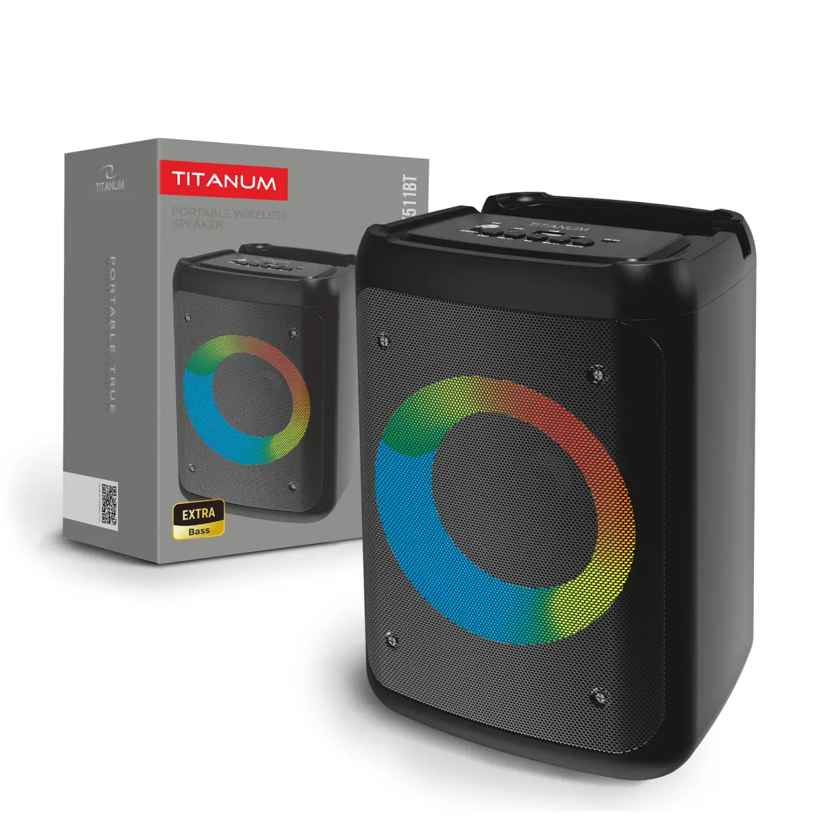 Портативна колонка TITANUM SPK511BT 10W RGB Black  від батарейки.com.ua
