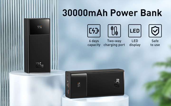 power bank Baseus PPXJ080101 30000mAh 22.5W Display чорний), зображення 4