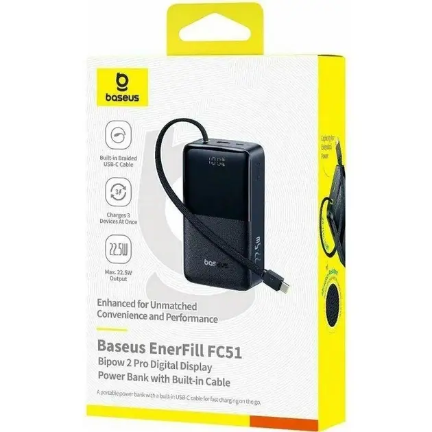 power bank Baseus EnerFill FC51 Bipow 2Pro 30000mAh PD22.5W Cosmic Black), зображення 10