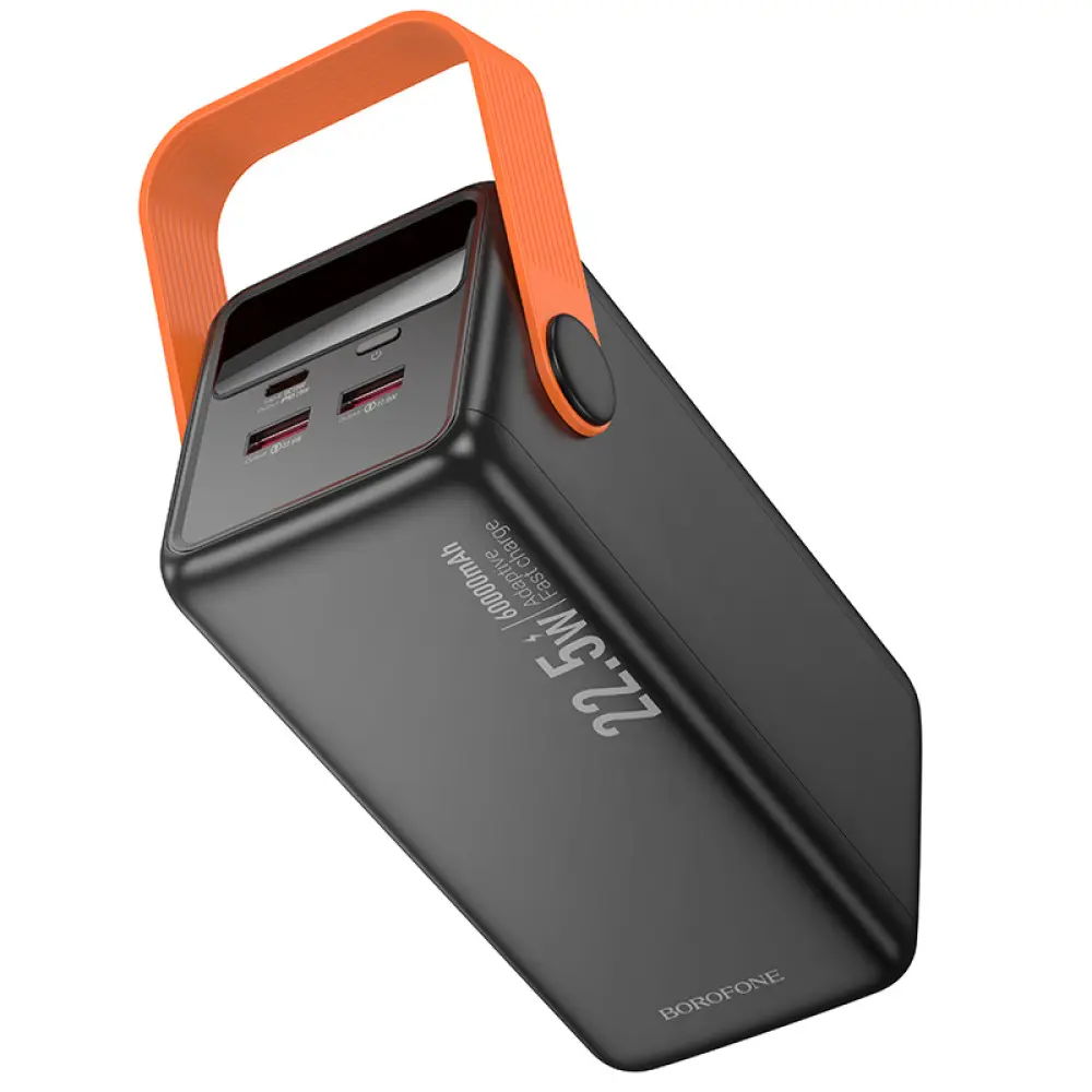power bank BOROFONE BJ66B Magnifico 60000mAh 22.5W QC3.0 PD20W 2USB, type-c, ліхтарик  чорний), зображення 6