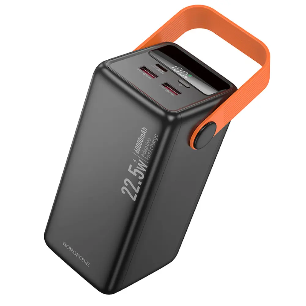 power bank BOROFONE BJ66B Magnifico 60000mAh 22.5W QC3.0 PD20W 2USB, type-c, ліхтарик  чорний), зображення 9