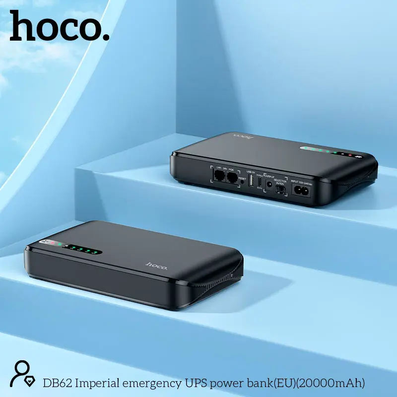 power bank Hoco DB62 Imperial emergency ДБЖ для роутерів UPS 5-12V/18W 20000mAh Black), зображення 3