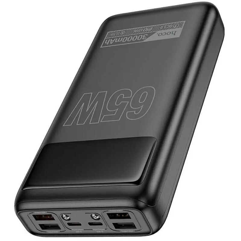 power bank Hoco DB81 Apollo 30000mAh PD65W QC3.0  4xUSB 2x type-c ліхтарик чорний), зображення 7