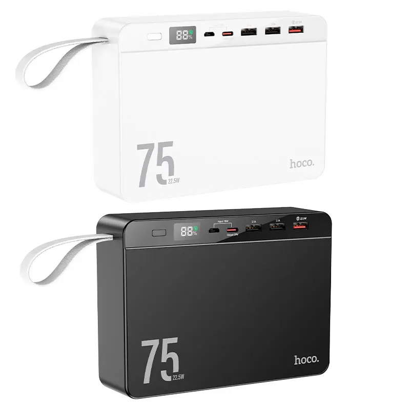 power bank Hoco J94 Overlord 75000mAh 22.5W PD20W QC3.0 3USB, type-C, micro, LCD чорний), зображення 5