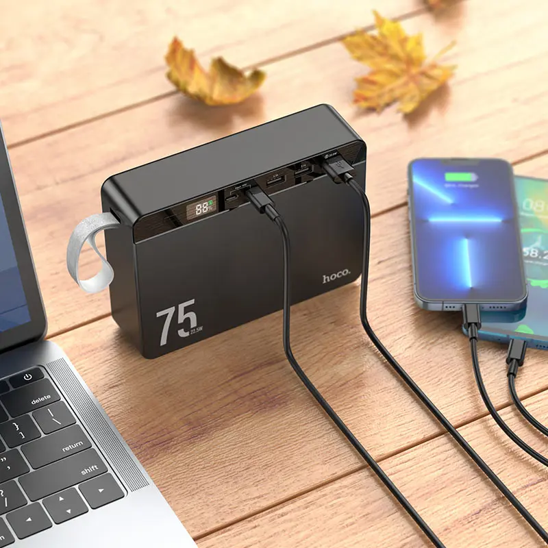 power bank Hoco J94 Overlord 75000mAh 22.5W PD20W QC3.0 3USB, type-C, micro, LCD чорний), зображення 6