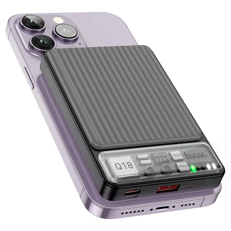 power bank Hoco Q18 Tourer 22.5W 10000mAh PD20W QC3.0, бездротове зарядне, чорний), зображення 8