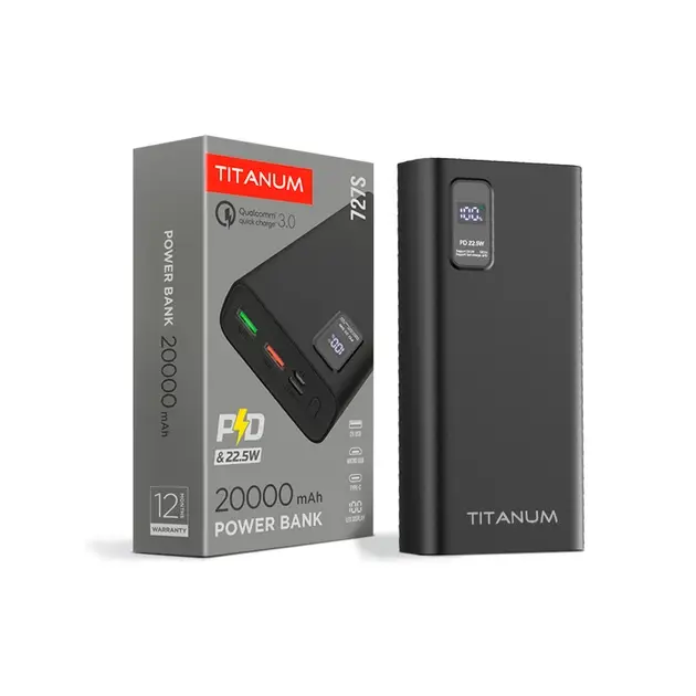 power bank TITANUM 727S 22.5W 20 000mAh чорний), зображення 2