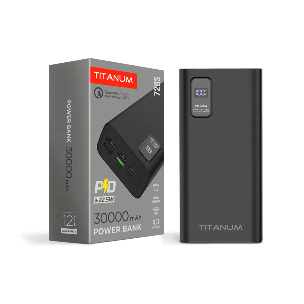 power bank TITANUM 728S 30000mAh 22.5W Black), зображення 3