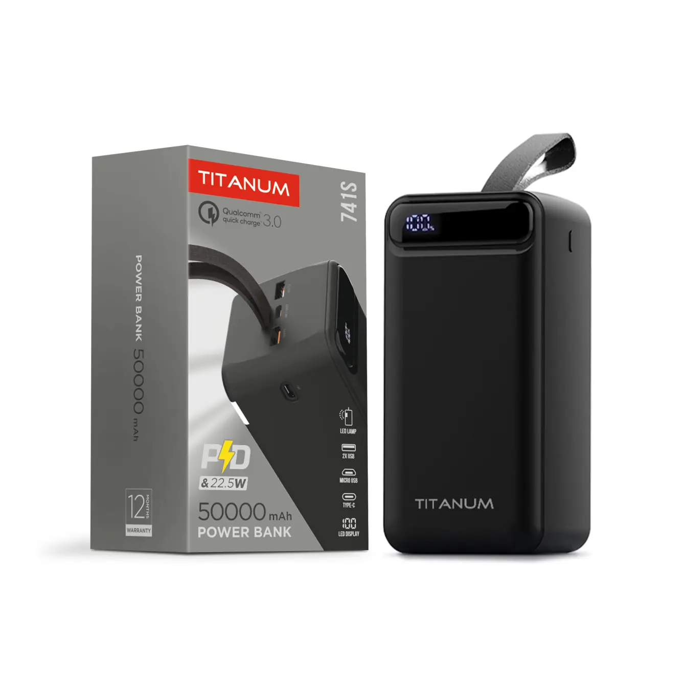 power bank TITANUM 741S 22.5W 50 000mAh чорний), зображення 2