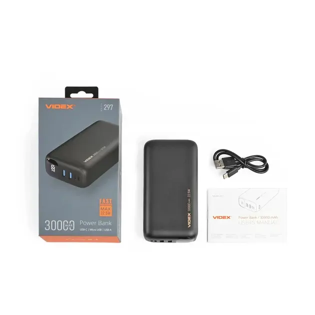 power bank VIDEX VPB-297 22.5W 30 000mAh чорний), зображення 3