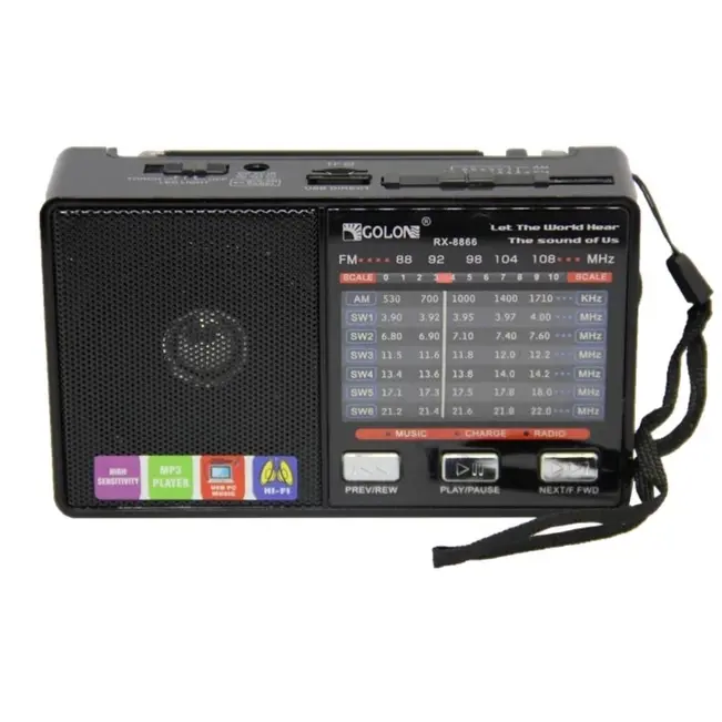 радіо Golon RX-8866, USB, 3*AA, АКБ 14500, 1LED+6SMD (аналоговий FM, TV, AM, SW (УКВ,КВ,СВ), телескопічна антена) від батарейки.com.ua