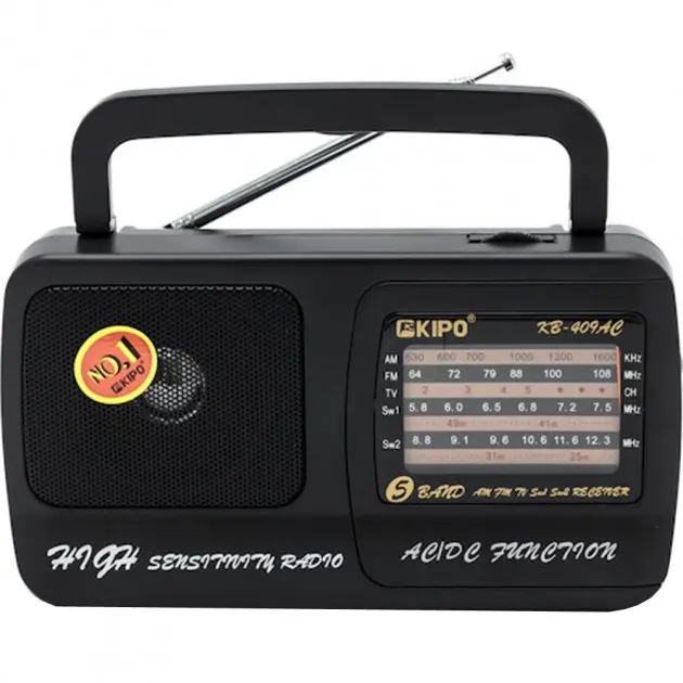 радіо KIPO KB-409AC (телескопічна антена, AM, FM, SW1, SW2, TV, механічне налаштування) від батарейки.com.ua