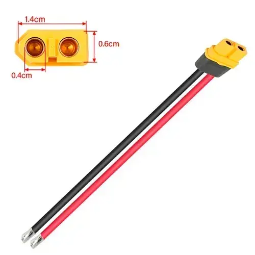 роз'єм Amass XT60H-F тато, провід 16AWG 20см), зображення 5 роз'єм Amass XT60H-F тато, провід 16AWG 20см), зображення 5