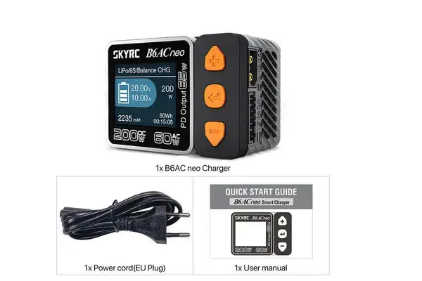 Розумне зарядне SkyRC B6ACneo SK-100200-01, LiPo LiHV LiFe Liion 1-6S, NiMh, Pb, 200W 10А, від 220V), зображення 2