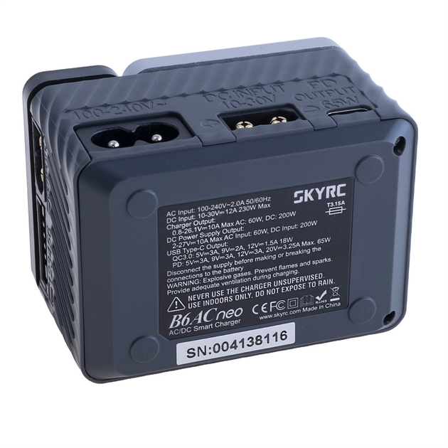 Розумне зарядне SkyRC B6ACneo SK-100200-01, LiPo LiHV LiFe Liion 1-6S, NiMh, Pb, 200W 10А, від 220V), зображення 8