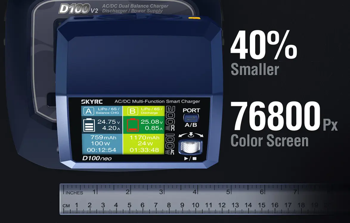Розумне зарядне SkyRC D100neo SK-100199-01, LiPo LiHV LiFe Liion 1-6S, NiMh Pb, 2 канали, 200W 12A, 220V), зображення 5